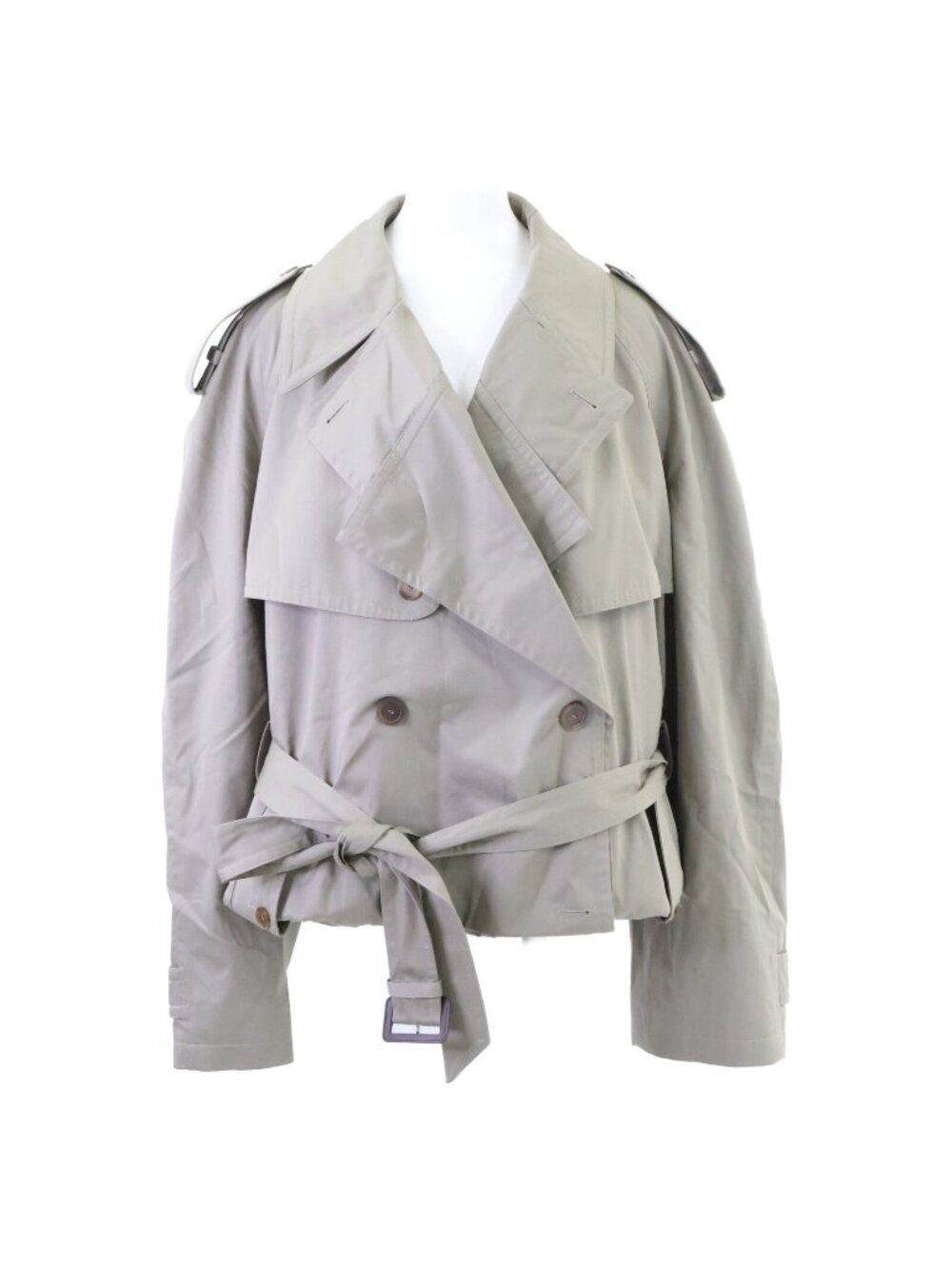 Balenciaga Folded Oversize Belt Twill Cropped Trench